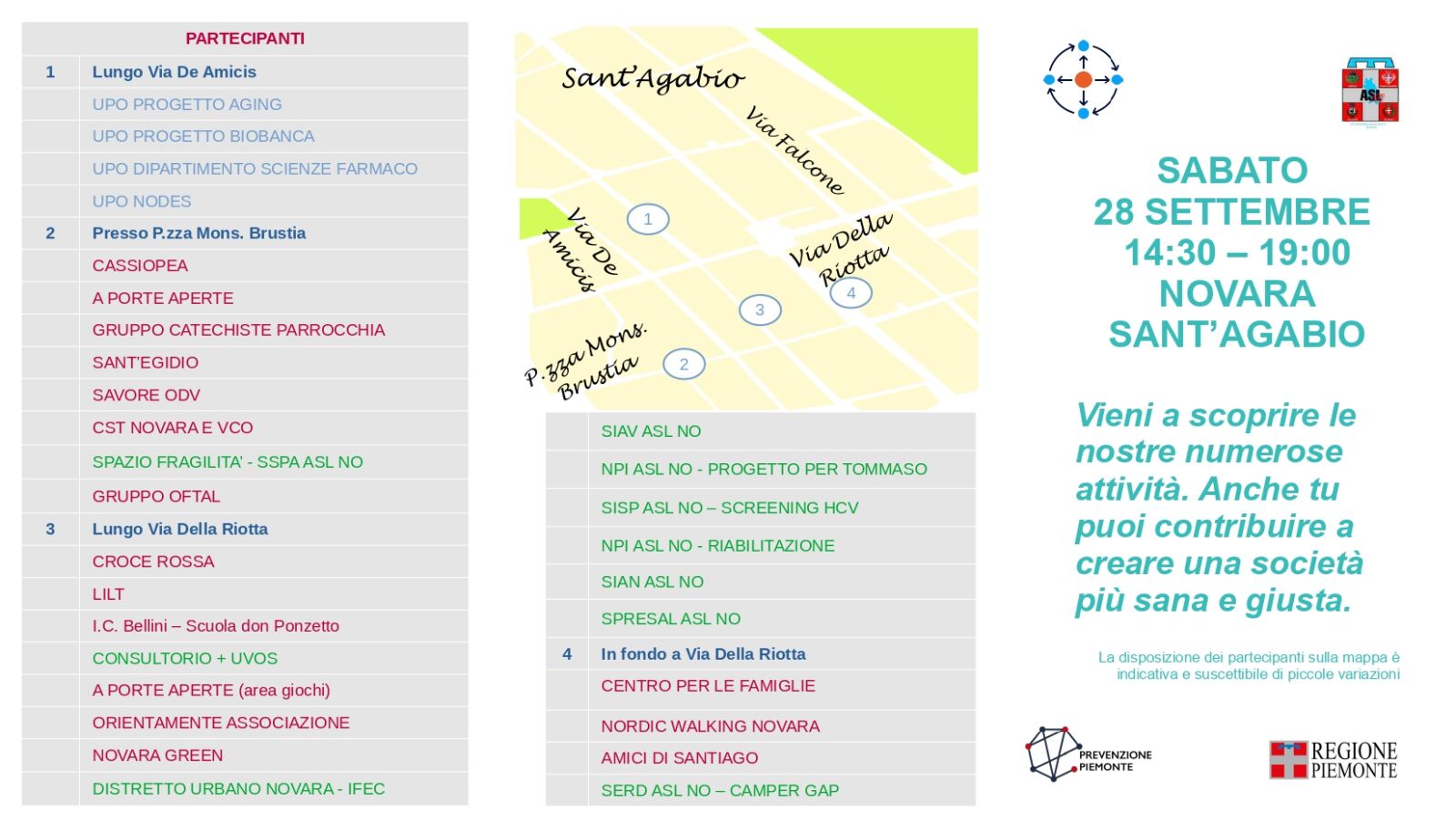 mappa del festival della salute 2024 a Novara